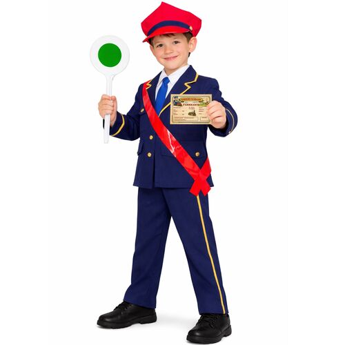 Schaffner Kost�m Karl Deluxe mit Kelle & Fahrkarten-Block f�r Kinder