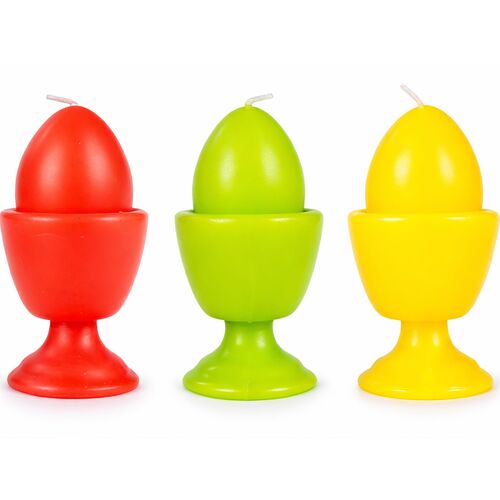 Osterkerzen 3er-Set bunt im Eierbecher Tischdeko Ostern