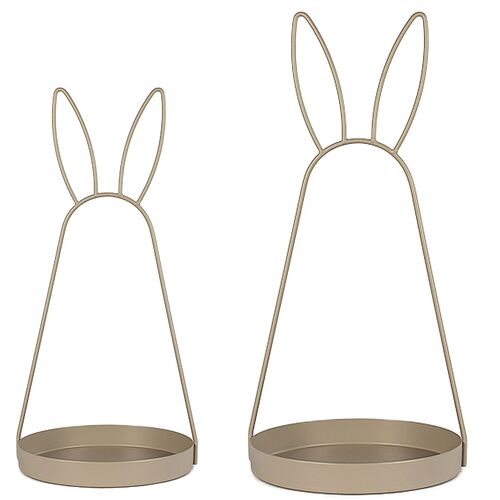 Oster-Deko Serviertablett 2er-Set mit Hasenohren 49 cm & 39 cm Schale aus Metall
