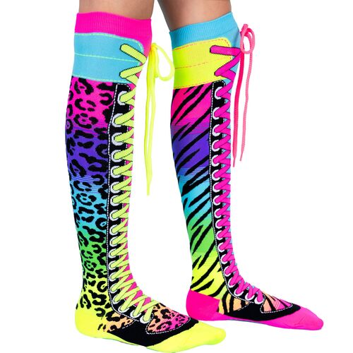 Lustige Socken Neon-Safari 80 & 90er Style Bunt f�r Kinder & Erwachsene