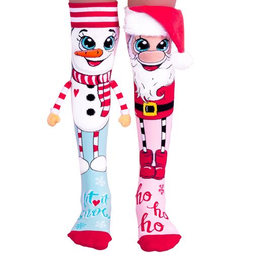 Lustige Weihnachtssocken mit 3D Schneemann & Weihnachtsmann f�r Kinder & Erwachsene