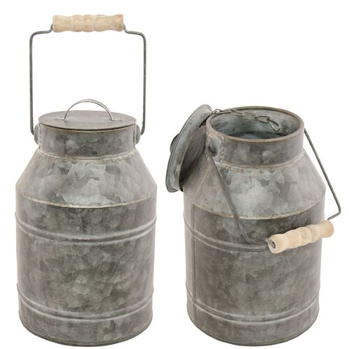 Deko Milchkanne aus Zink 22 x 9 cm mit Deckel Tisch-Deko Vase 