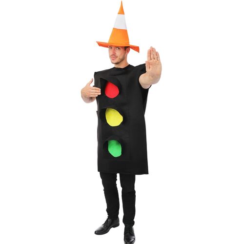 Ampel Kost�m mit Hut Baustellenkegel Unisex JGA Fasching Karneval