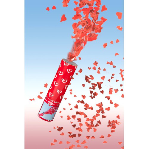 Shooter mit roten Herzen 20cm, Konfettikanone