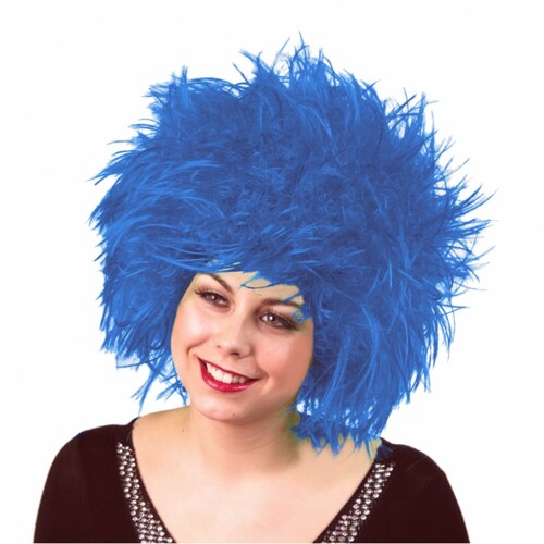 Wuschelkopf Per�cke Nina blau f�r Damen Kost�m-Zubeh�r