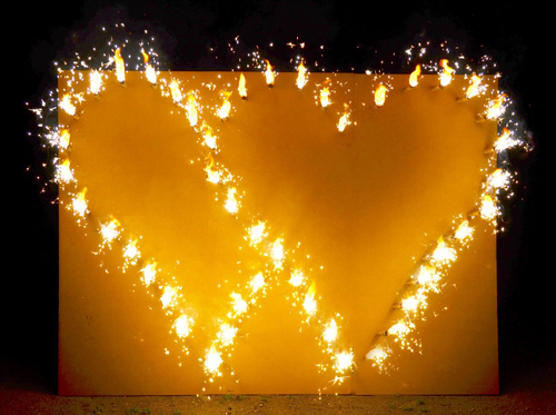 Lichterbild Brennendes Doppelherz