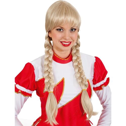 Per�cke mit geflochtenen Z�pfen 60 cm Mittelblond Garde Oktoberfest f�r Damen