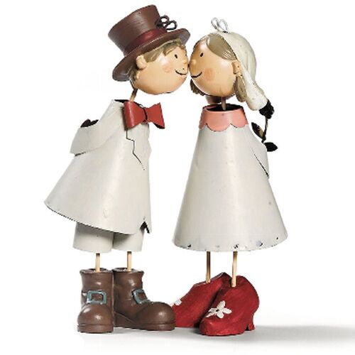 K�ssendes Brautpaar aus Metall 16 cm Hochzeit Tisch-Deko Braut & Br�utigam