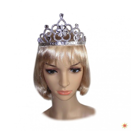 Prinzessin Diadem Cindy Krone silber 11 x 8 cm f�r Kinder & Erwachsene