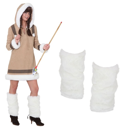 Fellstulpen wei� Pl�schstulpen Eskimo f�r Damen