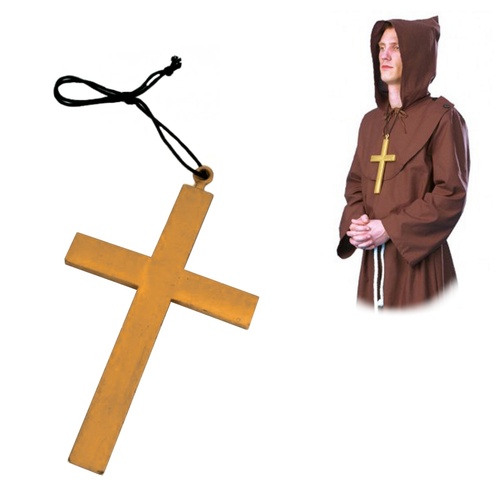 M�nchskreuz gro�es Kreuz 21 cm gold-braun Kost�m-Zubeh�r