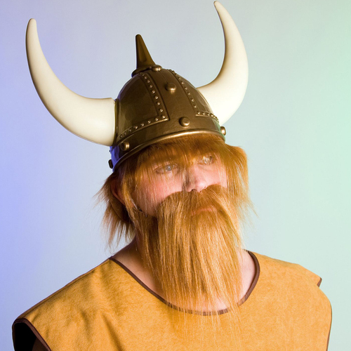 Wikinger-Helm mit H�rnern & rotbraunen Haaren KW 59 cm f�r Herren