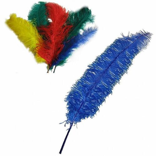 Strau�enfeder blau 35-40 cm Kost�m-Zubeh�r