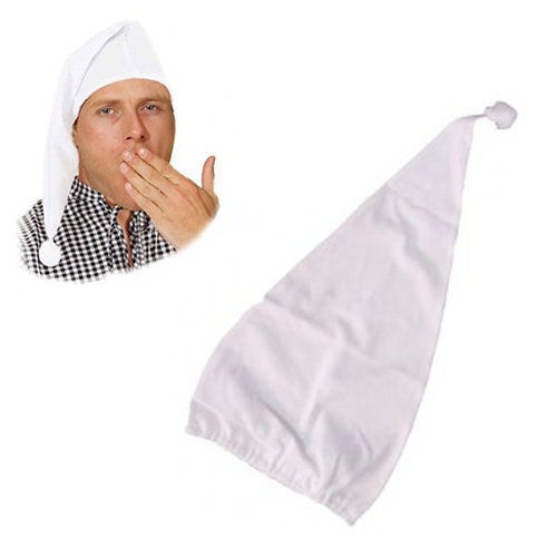 Wei�e Zipfelm�tze Schlafm�tze mit Bommel