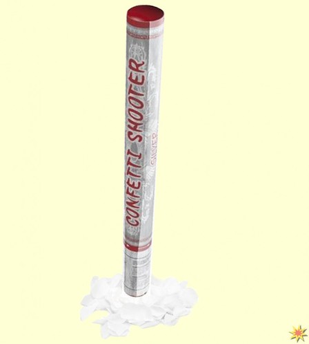 Konfettikanone wei�e Rosenbl�tter, 60cm
