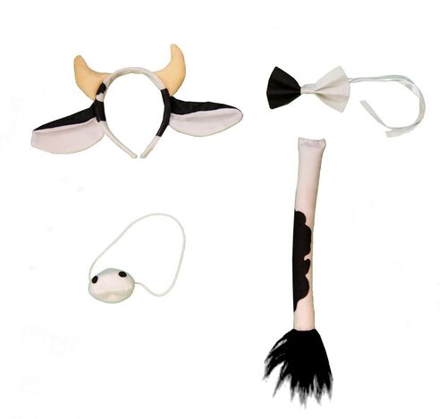 Kuh Tier Kost�m-Zubeh�r Set Schwanz H�rner JGA , 4-tlg.