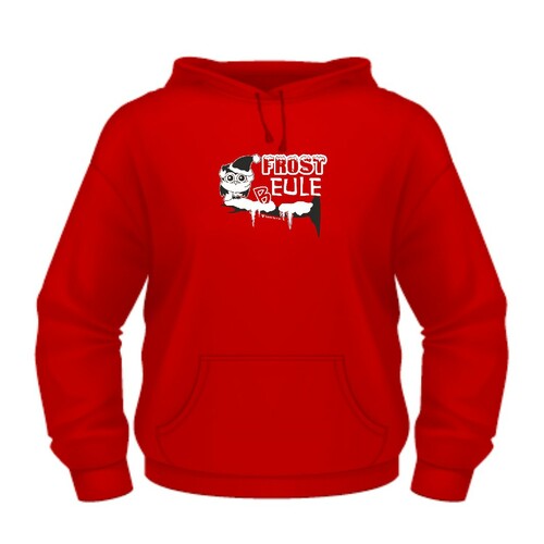 Damen Pullover rot Gr. S Hoodie mit Spruch Frosteule