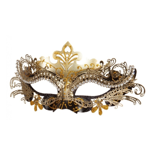 Augenmaske Venezia aus Metall filigran Schwarz Gold Maske f�r Erwachsene