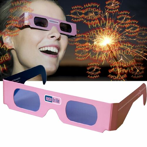 Rosa Brille Motiv Happy Birthday zum Geburtstag