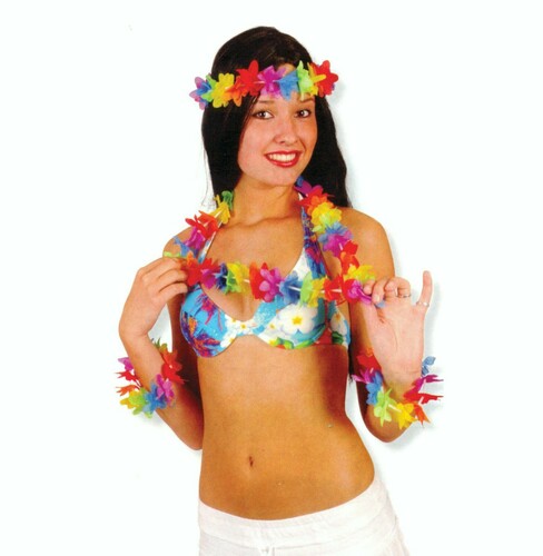 Hawaii Bl�ten-Set Karibik-Beach Accessoire 4-tlg. Kost�m-Zubeh�r