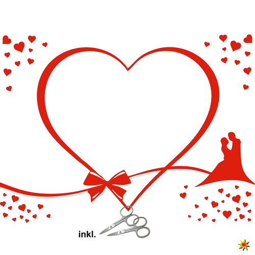 Hochzeitslaken Herz mit Brautpaar zum Ausschneiden Herzlaken 