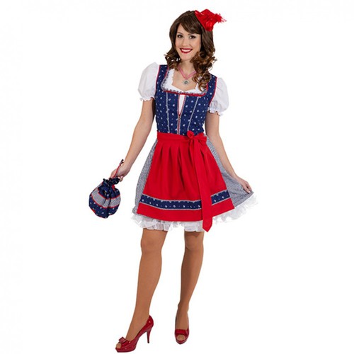 Karneval Damen Kostüm Dirndl Kleid rot Oktoberfest Fasching 