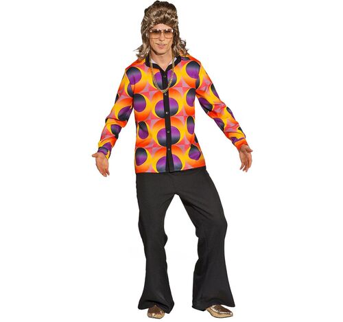 70er Jahre Kost�m Disco Hemd bunt f�r Herren