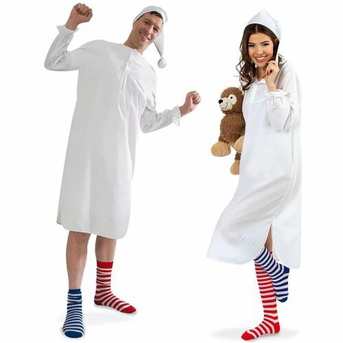 Schlafwandler Kost�m Nachthemd wei� mit Zipfelm�tze f�r Erwachsene