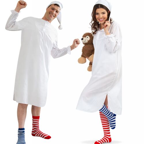 Schlafwandler Kost�m Nachthemd wei� mit Zipfelm�tze f�r Erwachsene