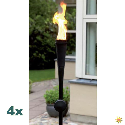 4 Gartenfackeln - Stabfackeln f�r Lampen�l - schwarz 