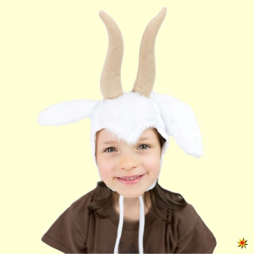 Ziegen M�tze Ziegenbock wei� mit H�rnern f�r Kinder