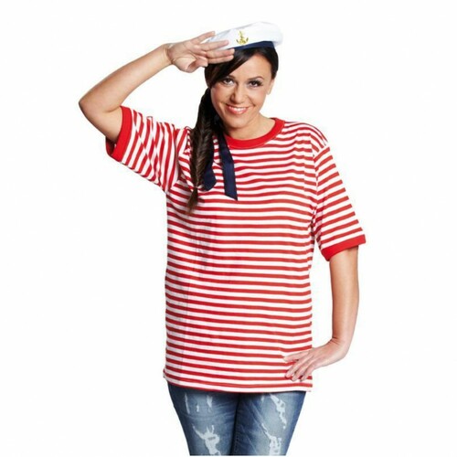 Rot-wei T-Shirt geringelt Pirat fr Erwachsene