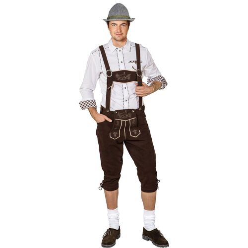 Oktoberfest-Hose braun Latzhose in Lederoptik f�r Herren