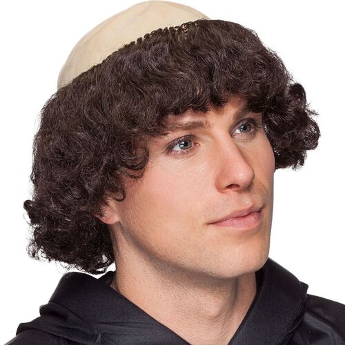 M�nch Per�cke Braun mit Haarkranz Klosterbruder f�r Herren