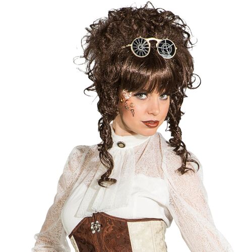 Per�cke mit Hochsteckfrisur Steampunk Lockenper�cke Braun f�r Damen