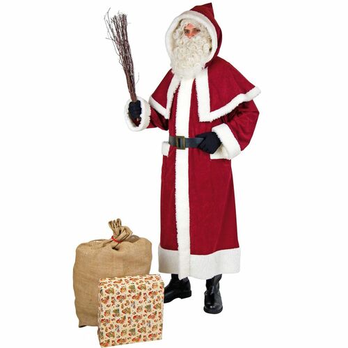 Hochwertiger Weihnachtsmann-Mantel weinrot mit Kapuze f�r Erwachsene