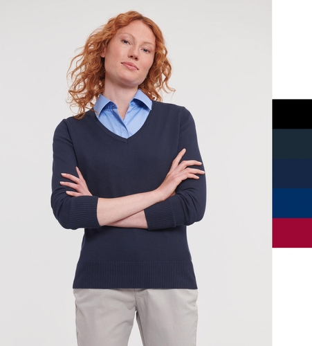 Russell Europe Damen Strickpullover V-Neck XXS-4XL Knitted R-710F-0 NEU