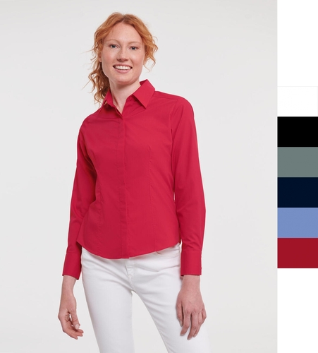 Russell Europe Damen Popelin Bluse pflegeleicht Easy Care LA R-924F-0 NEU