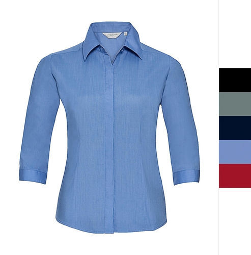Russell Europe Damen Popelin Bluse 3/4 Arm pflegeleicht Easy Care R-926F-0 NEU