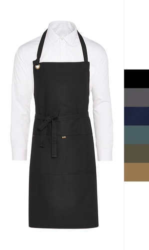 SG Accessories - BISTRO PROVENCE - Eyelet Bib Apron with Pocket JG16P-CA-Bib Damen Bistro Arbeitskleidung