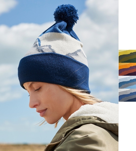 Beechfield Mountain Peaks Pom Pom Beanie B395R Kappe Beanie NEU