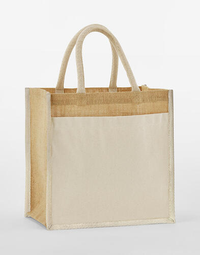 Westford Mill Cotton Pocket Natural Starched Jute Midi Tote W483 Tasche NEU 