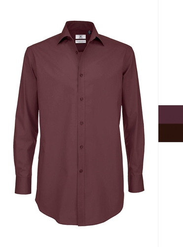 B&C Herren Popelin Hemd mit Elasthan-Anteil S-4XL Black Tie LSL Men SMP21 NEU