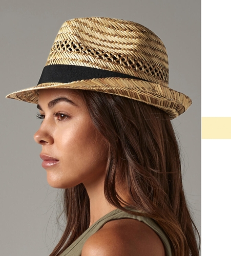 Beechfield Unisex Panama Stroh Hut Sommer Festival Straw Trilby L / XL B730 NEU