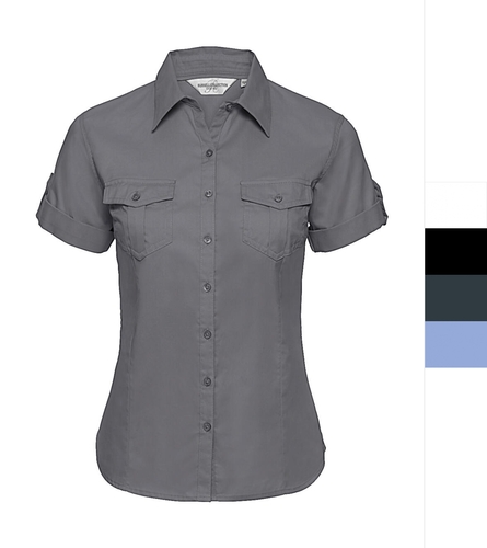 Russell Europe Damen Twill Hemd Ladies Roll Sleeve Shirt Brusttaschen R-919F-0