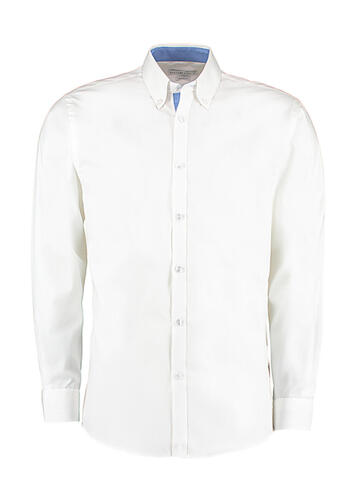 Kustom Kit Herren Contrast Premium Oxford Hemd Button Down Shirt LS KK190 NEU 