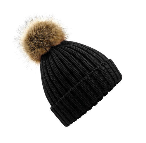 Beechfield Grobstrick Winterbeanie Unisex Kunstpelz Fur Chunky B412 NEU 