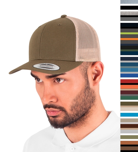 Yupoong Klassische Retro Trucker Cap 2-Tone 8-fach gesteppter Schirm 6606T NEU
