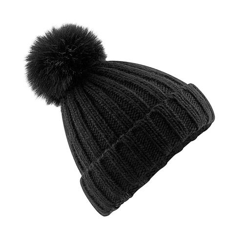Beechfield Unisex Winter Beanie Verbier Fur Pom Pom Chunky Soft-Spun B413 NEU 