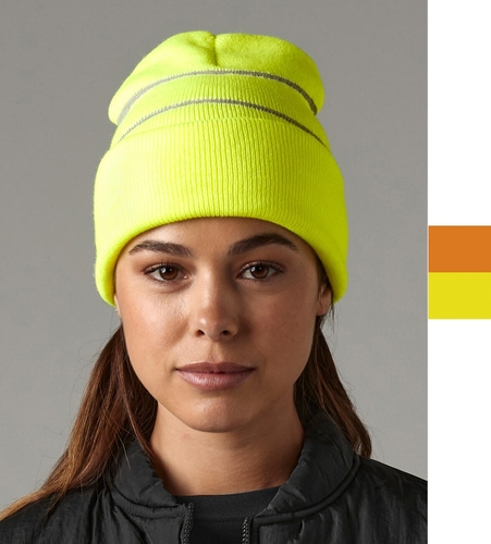 Beechfield Unisex Winter Beanie Strick Mtze reflektor Enhanced-Viz B42 NEU